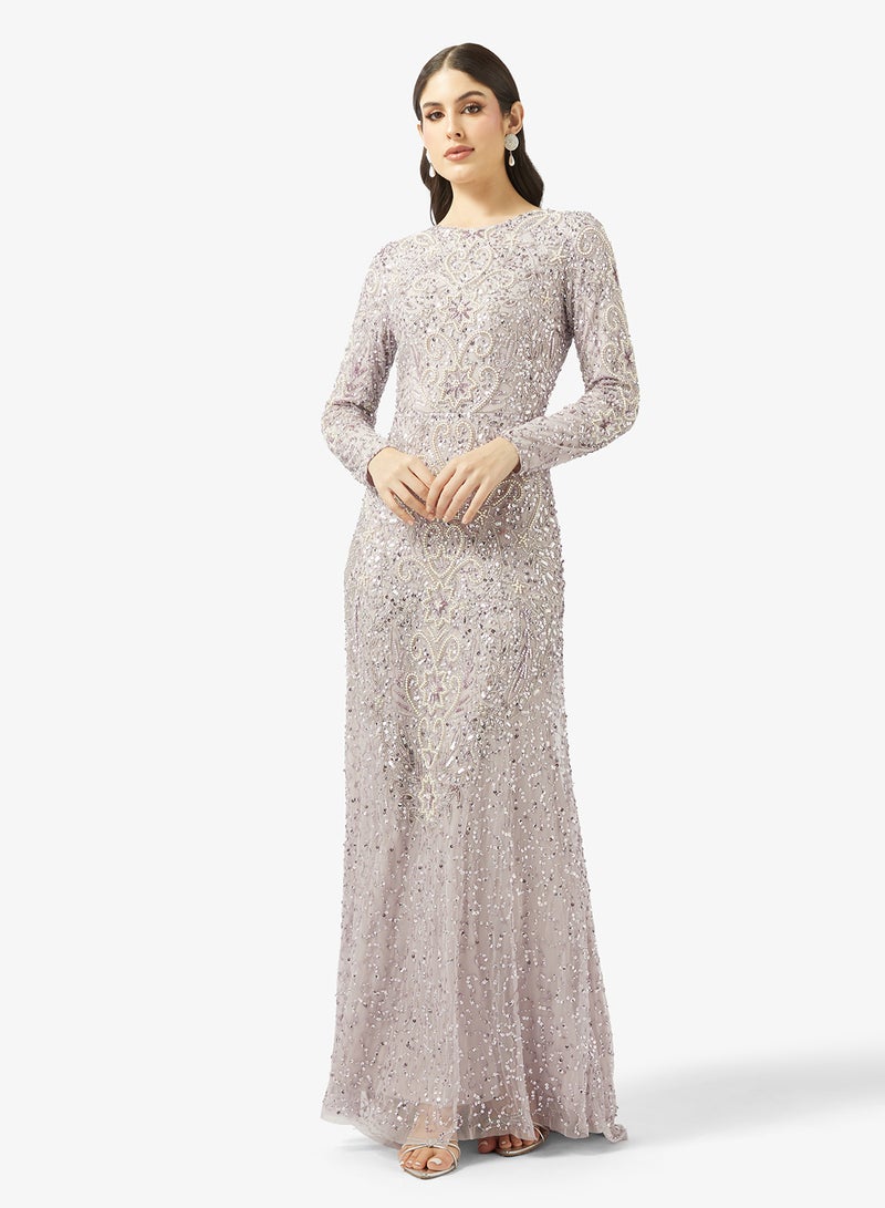 MARYISA Boat Neck  Sequin Maxi Dress - Image 4